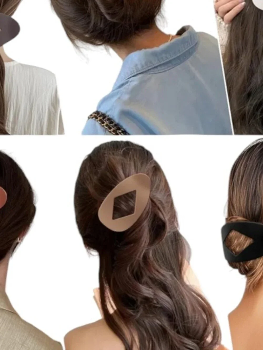 Neutral Tone Geometric Hair Clip Set of 6